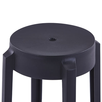 Stackable Stools 4 pcs Black Plastic - 43×43×45cm