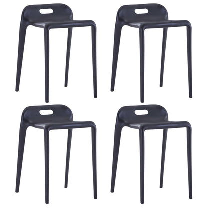 Stackable Stools 4 pcs Black Plastic - 36.5×41×54.5cm