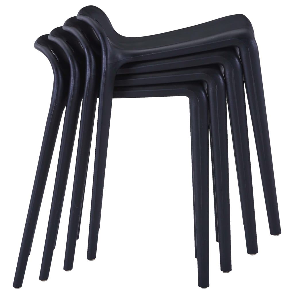 Stackable Stools 4 pcs Black Plastic - 36.5×41×54.5cm