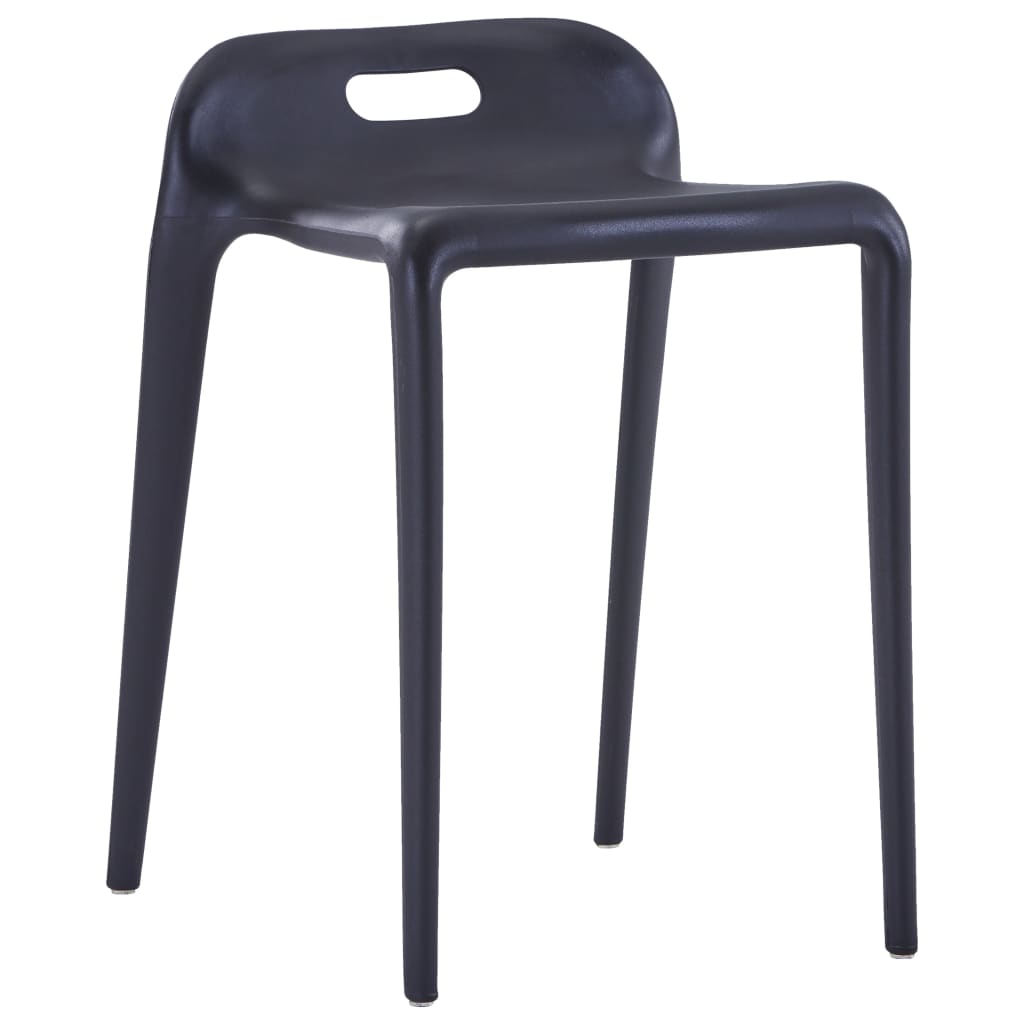 Stackable Stools 4 pcs Black Plastic - 36.5×41×54.5cm