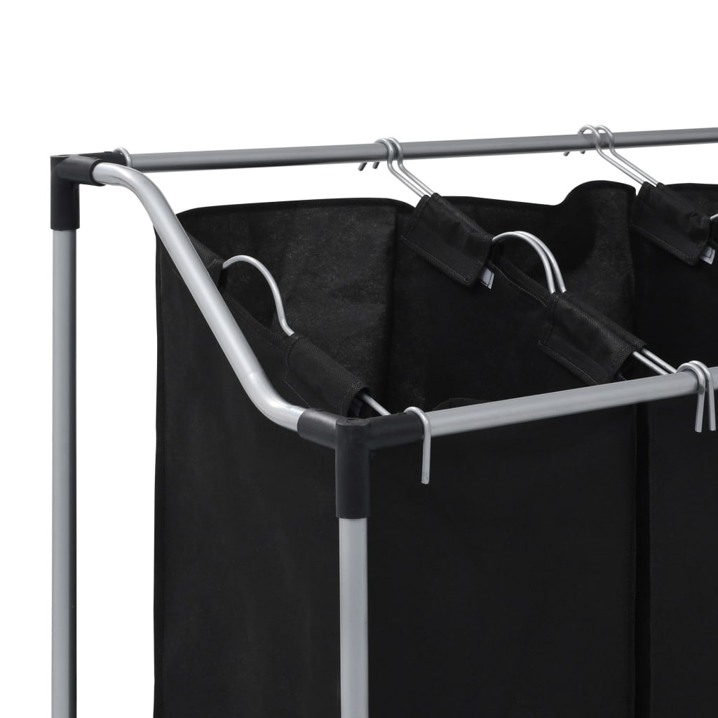 Laundry Sorter with 3 Bags- Black