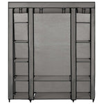 Wardrobe with Compartments and Rods- Grey