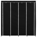Wardrobe with 4 Compartments Black