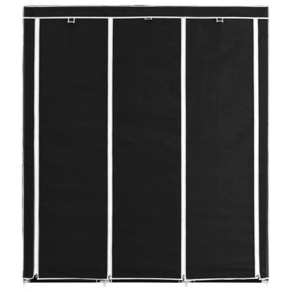 Wardrobe with Compartments and Rods Black