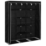 Wardrobe with Compartments and Rods Black