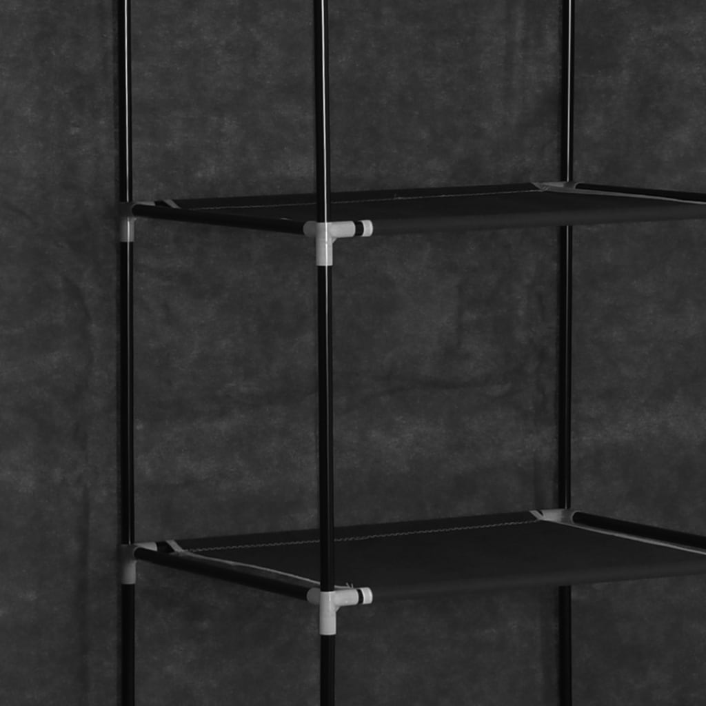Wardrobe with Compartments and Rods Black