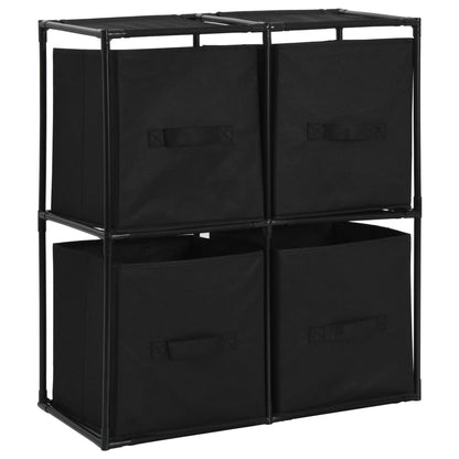 Storage Cabinet with 4 Fabric Baskets Black