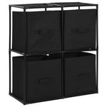 Storage Cabinet with 4 Fabric Baskets Black