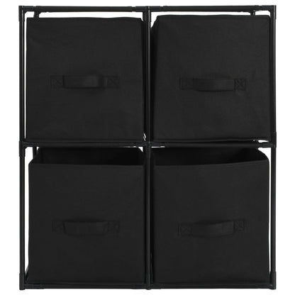 Storage Cabinet with 4 Fabric Baskets Black