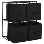 Storage Cabinet with 4 Fabric Baskets Black