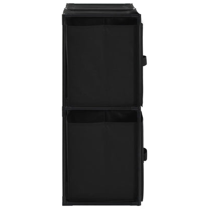 Storage Cabinet with 4 Fabric Baskets Black