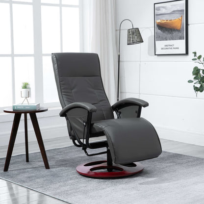 Swivel TV Armchair Grey Leather