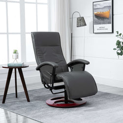 Swivel TV Armchair Grey Leather