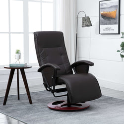 Swivel TV Armchair Brown Leather