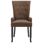 Dining Chair with Armrests Brown Fabric