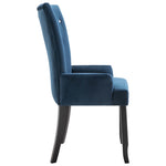 Dining Chair with Armrests Dark Blue Velvet