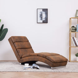 Chaise Longue Brown faux Suede Leather