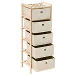 Storage Racks with 5 Fabric Baskets 2 pcs Beige Cedar Wood