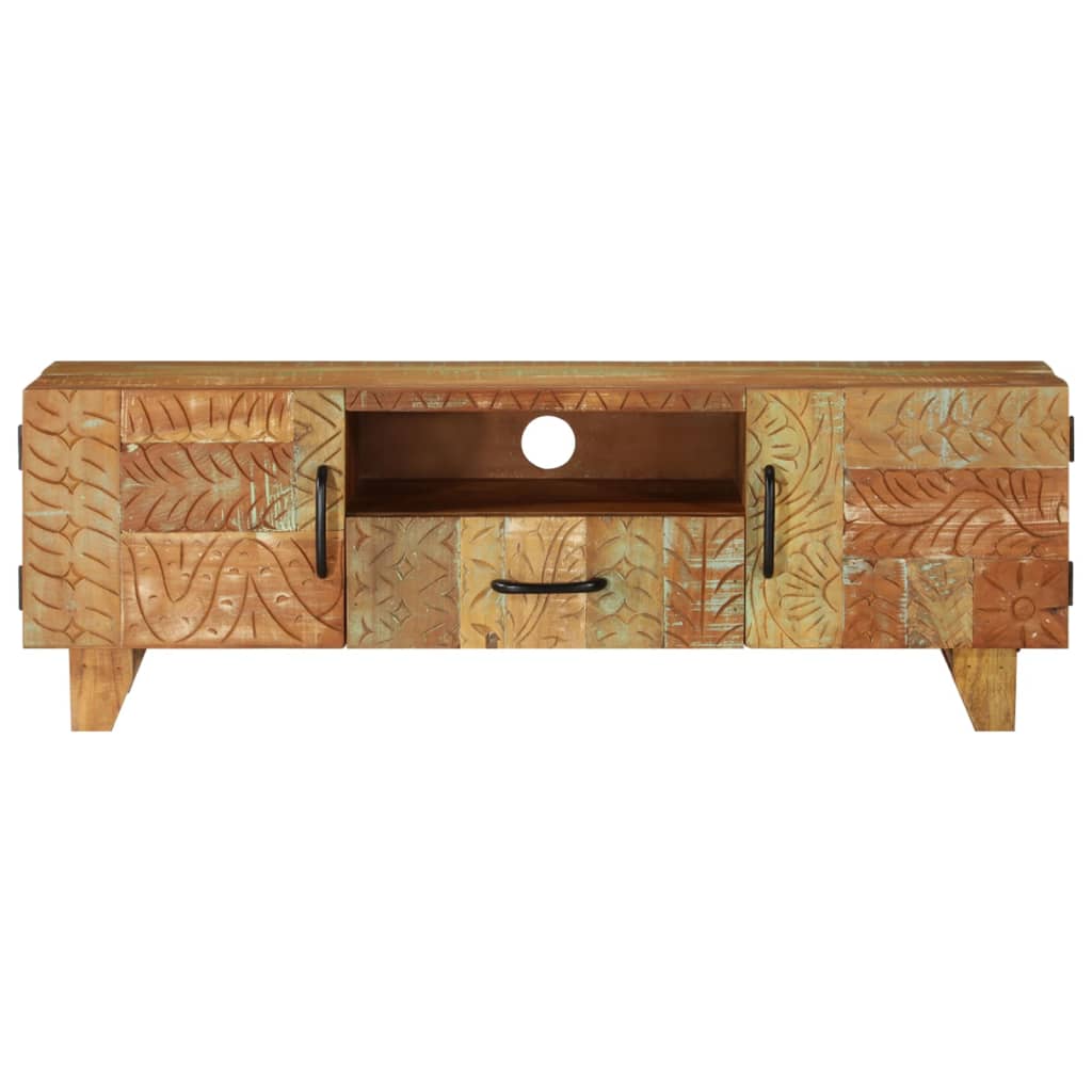Hand Carved TV Cabinet Solid Reclaimed Wood
