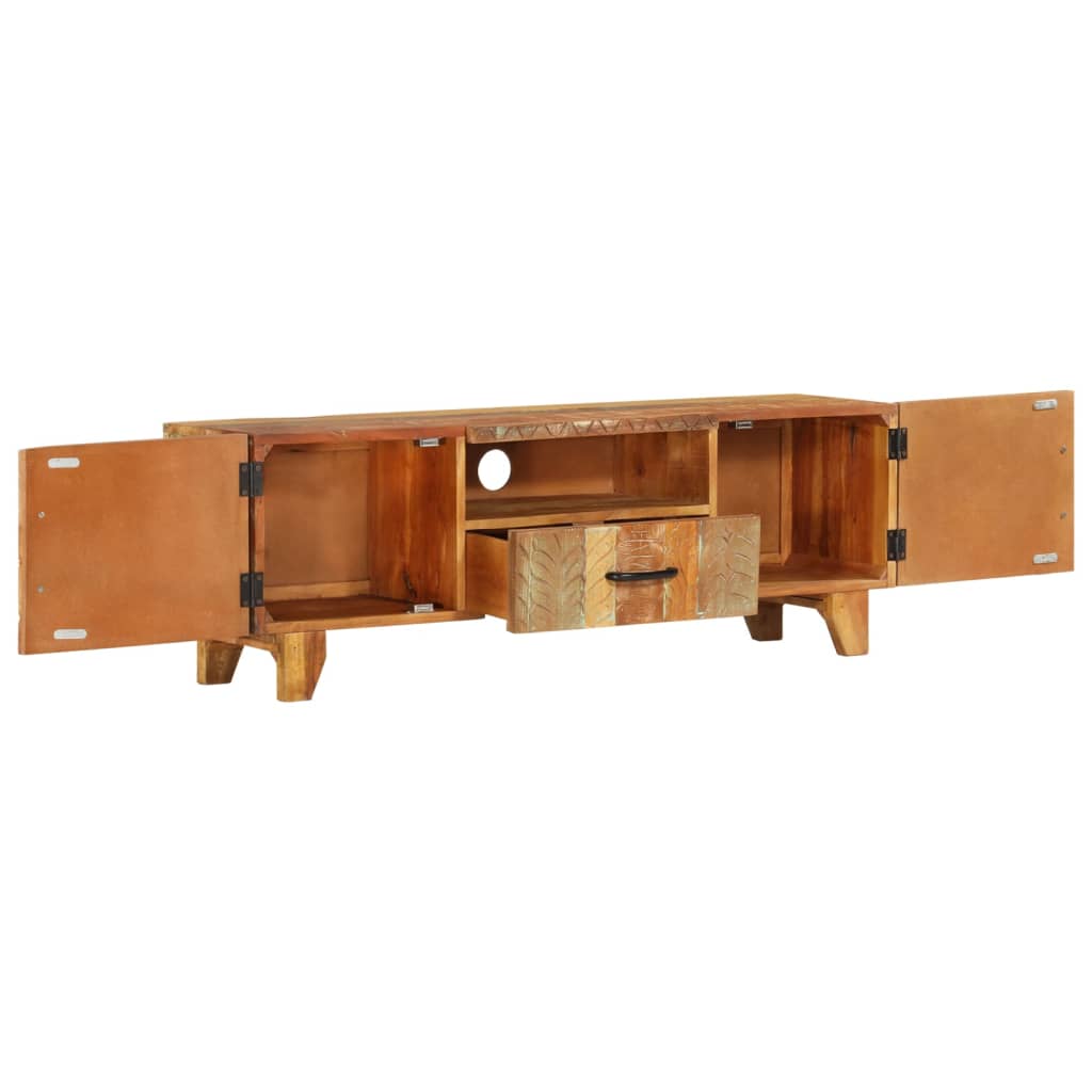 Hand Carved TV Cabinet Solid Reclaimed Wood