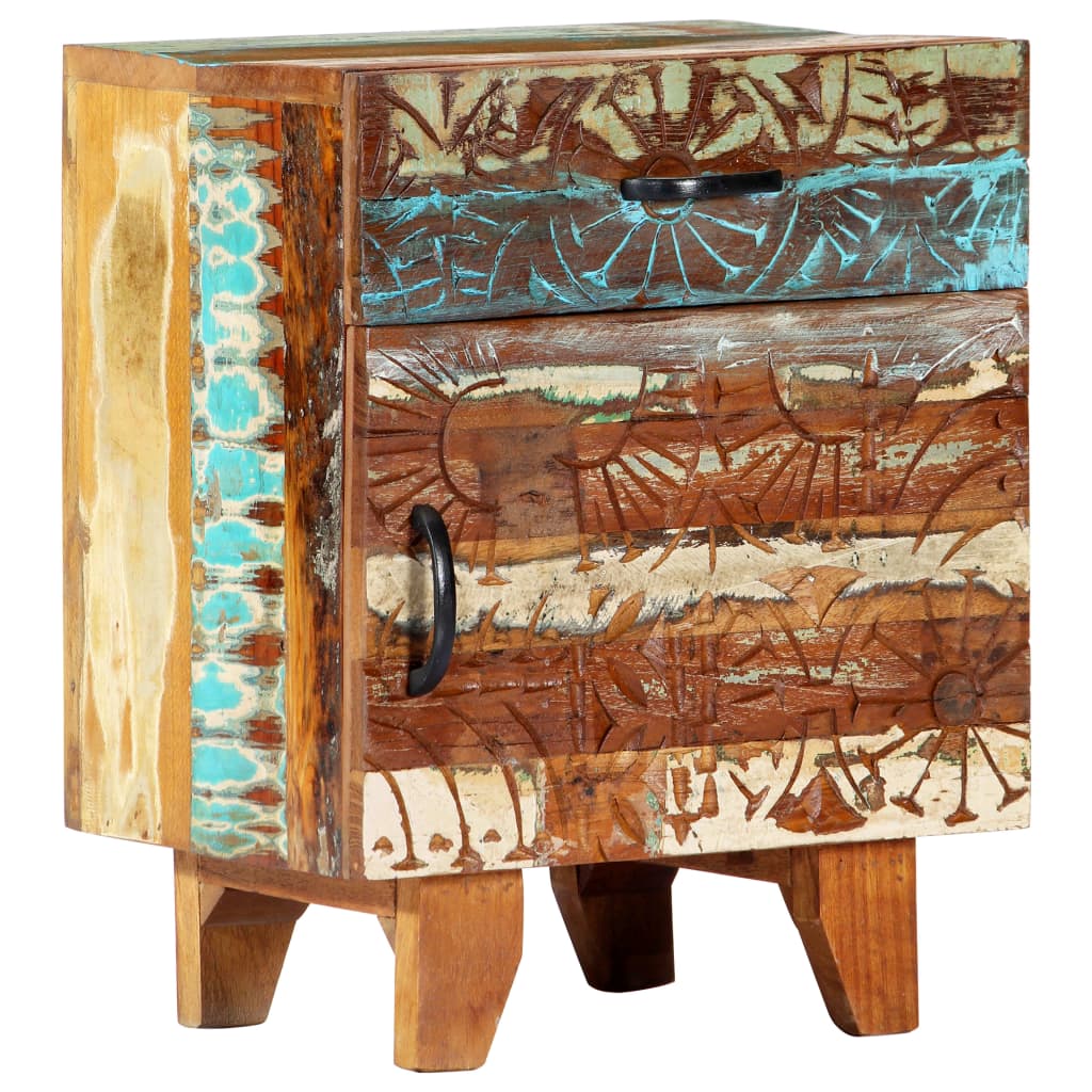 Reclaimed Wood Bedside Cabinet Oak 40x30x50cm
