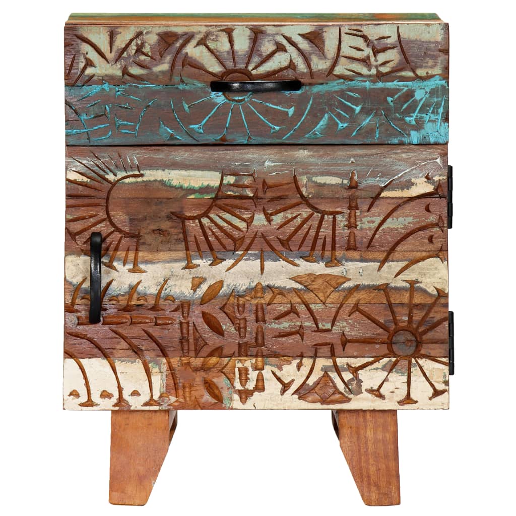 Reclaimed Wood Bedside Cabinet Oak 40x30x50cm