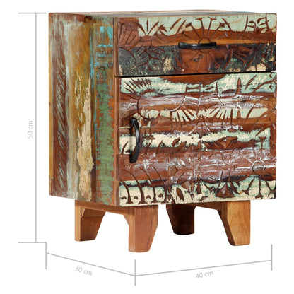 Reclaimed Wood Bedside Cabinet Oak 40x30x50cm
