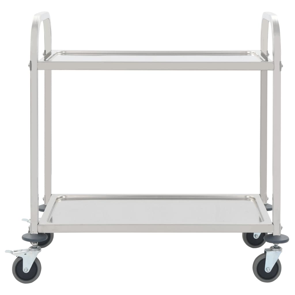 2-Tier Kitchen Trolley Stainless Steel - 96.5×55×90cm