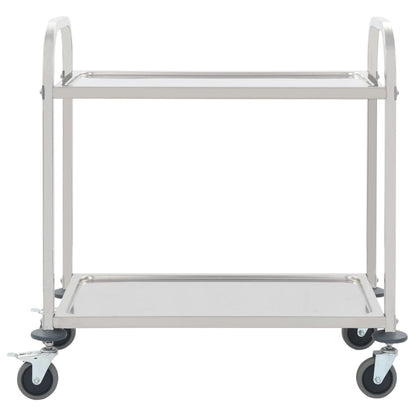 2-Tier Kitchen Trolley Stainless Steel - 96.5×55×90cm