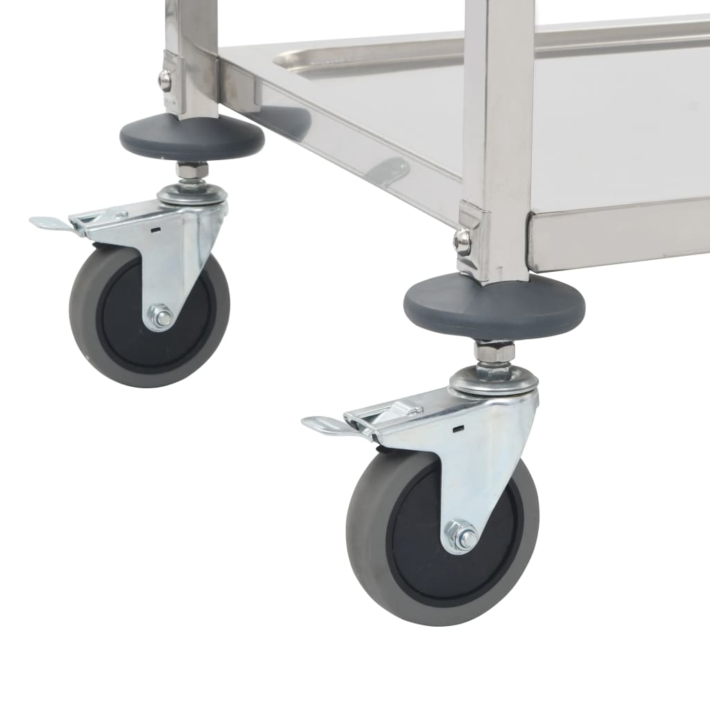 2-Tier Kitchen Trolley Stainless Steel - 96.5×55×90cm