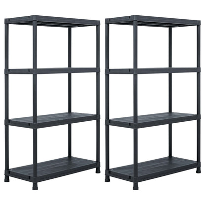 Storage Shelf Racks 2 pcs Black 200 kg Plastic