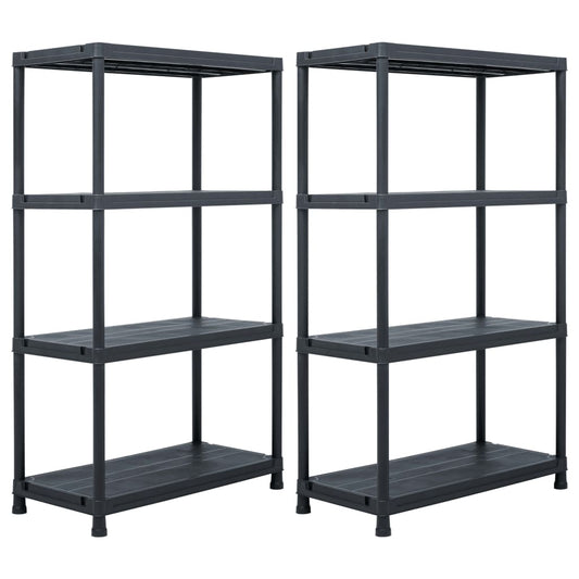 Storage Shelf Racks 2 pcs Black 200 kg Plastic