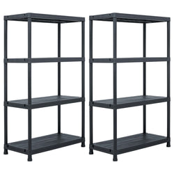 Storage Shelf Racks 2 pcs Black 200 kg Plastic