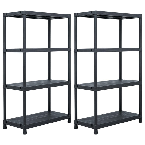  Storage Shelf Racks 2 pcs Black 200 kg Plastic
