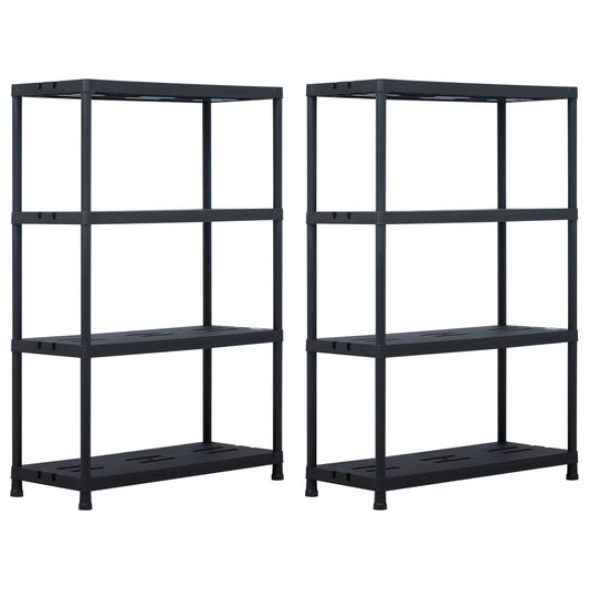 Storage Shelf Racks 2 pcs Black 220 kg Plastic