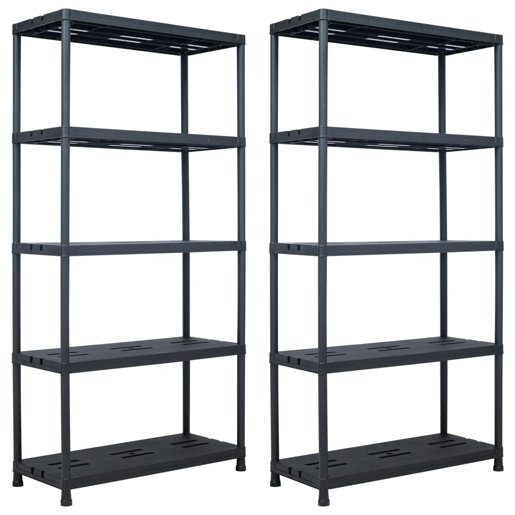 Storage Shelf Racks 2 pcs Black 260 kg Plastic