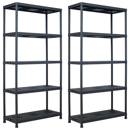 Storage Shelf Racks 2 pcs Black 260 kg Plastic