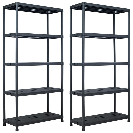 Storage Shelf Racks 2 pcs Black 260 kg Plastic