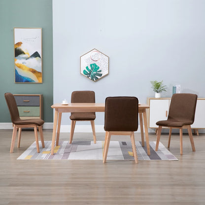Dining Chairs 4 pcs Brown Fabric - 46×59×93cm