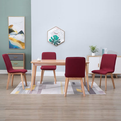 Dining Chairs 4 pcs Red Fabric - 46×59×93cm