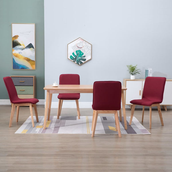  Dining Chairs 4 pcs Red Fabric