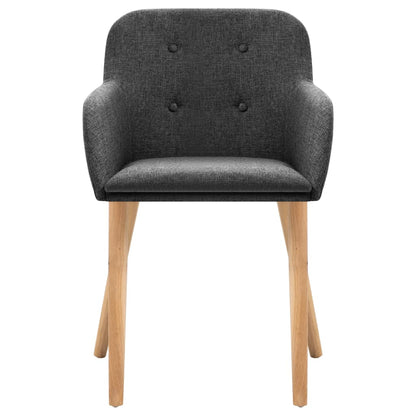 Dining Chairs 2 pcs Dark Grey Fabric and Solid Oak Wood