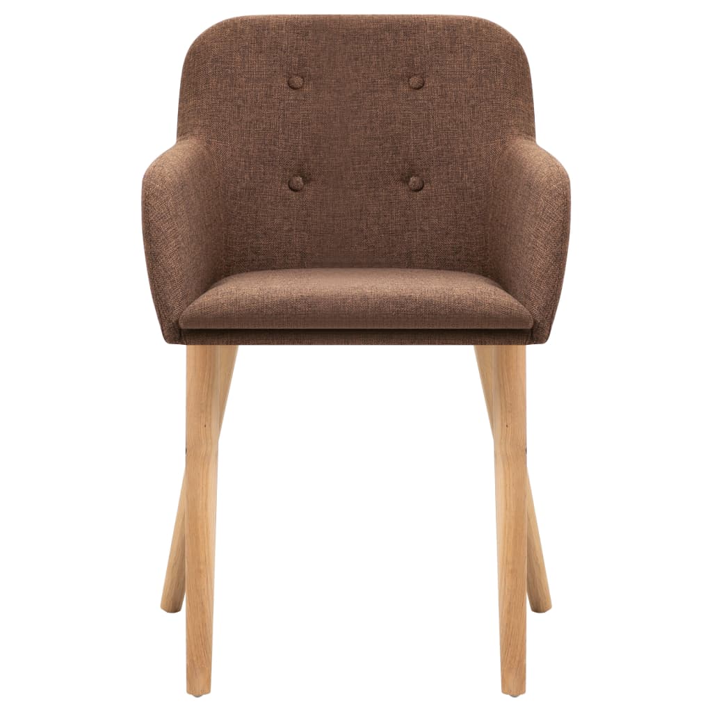 Dining Chairs 2 pcs Brown Fabric and Solid Oak Wood