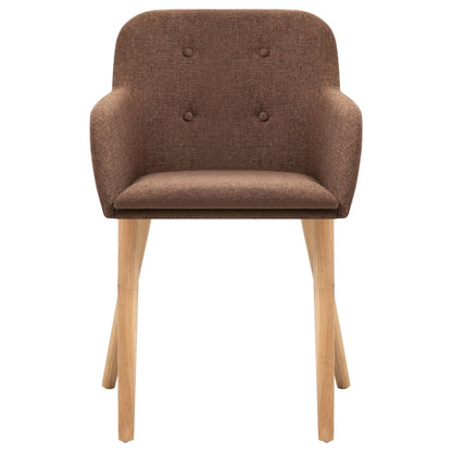 Dining Chairs 2 pcs Brown Fabric and Solid Oak Wood