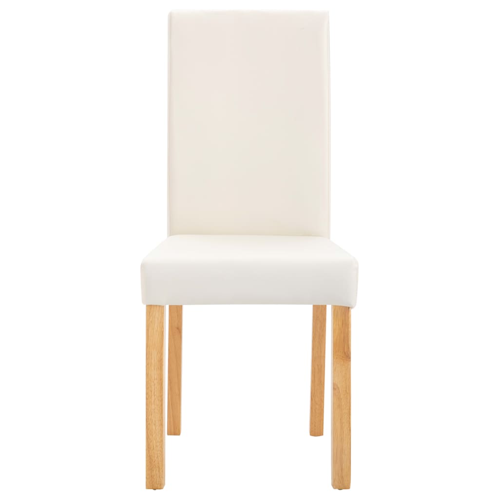 Dining Chairs 2 pcs Cream Leather