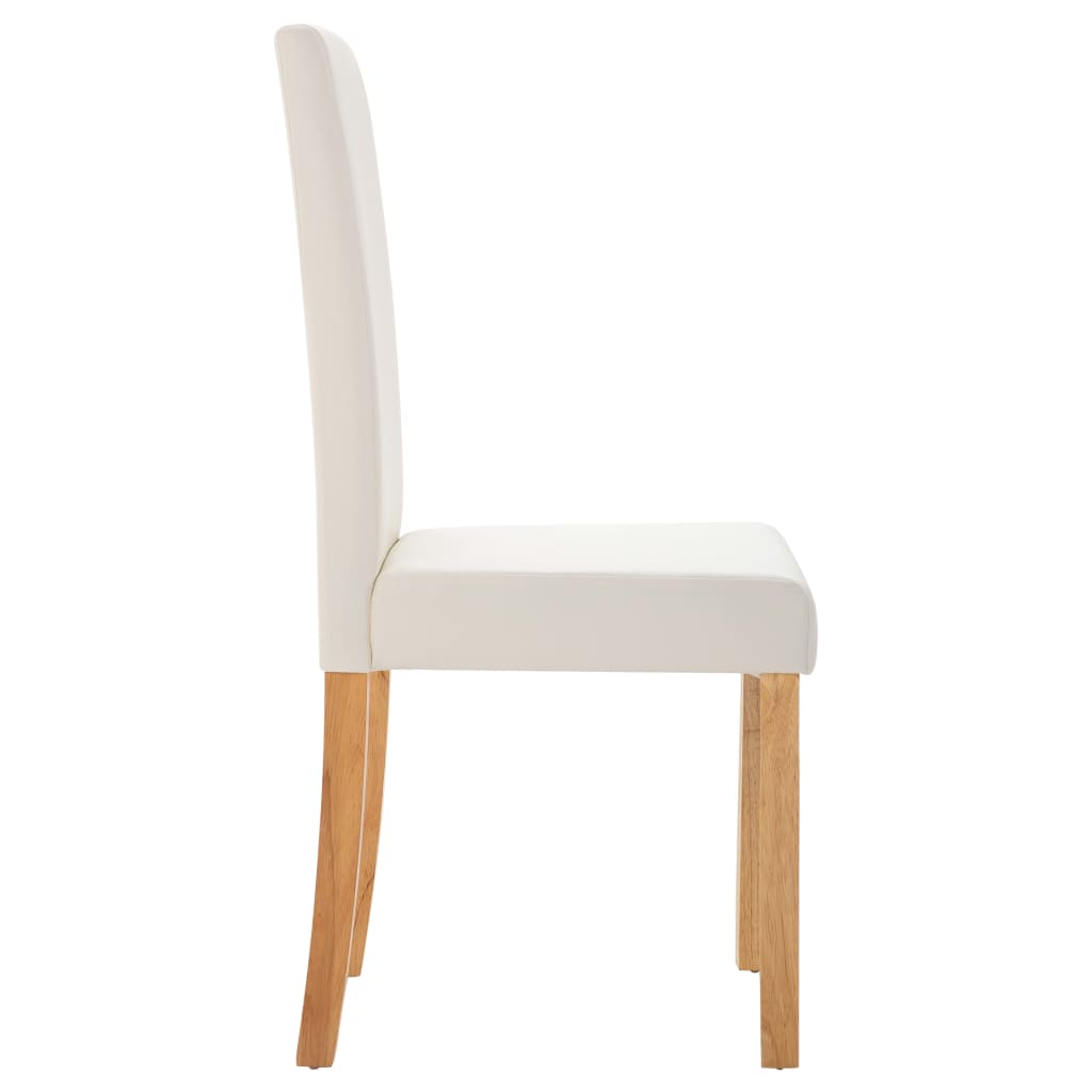 Dining Chairs 2 pcs Cream Leather