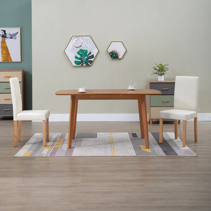 Dining Chairs 2 pcs Cream Leather