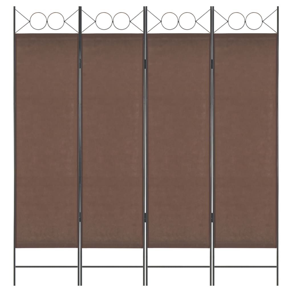 4-Panel Room Divider Brown - 160×180cm