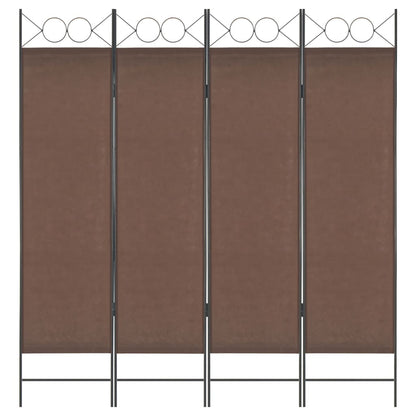 4-Panel Room Divider Brown - 160×180cm