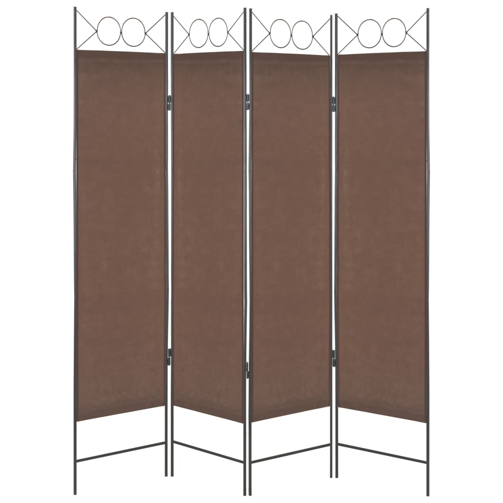 4-Panel Room Divider Brown - 160×180cm